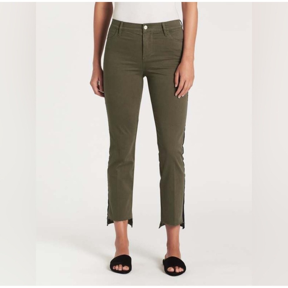 Frame Le High Straight Jeans Size 29 Army Green Black Side Stripe